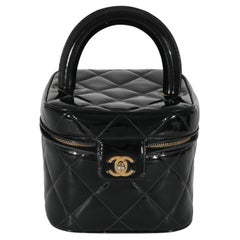 Chanel Vintage 24K Black Patent CC Vanity Case