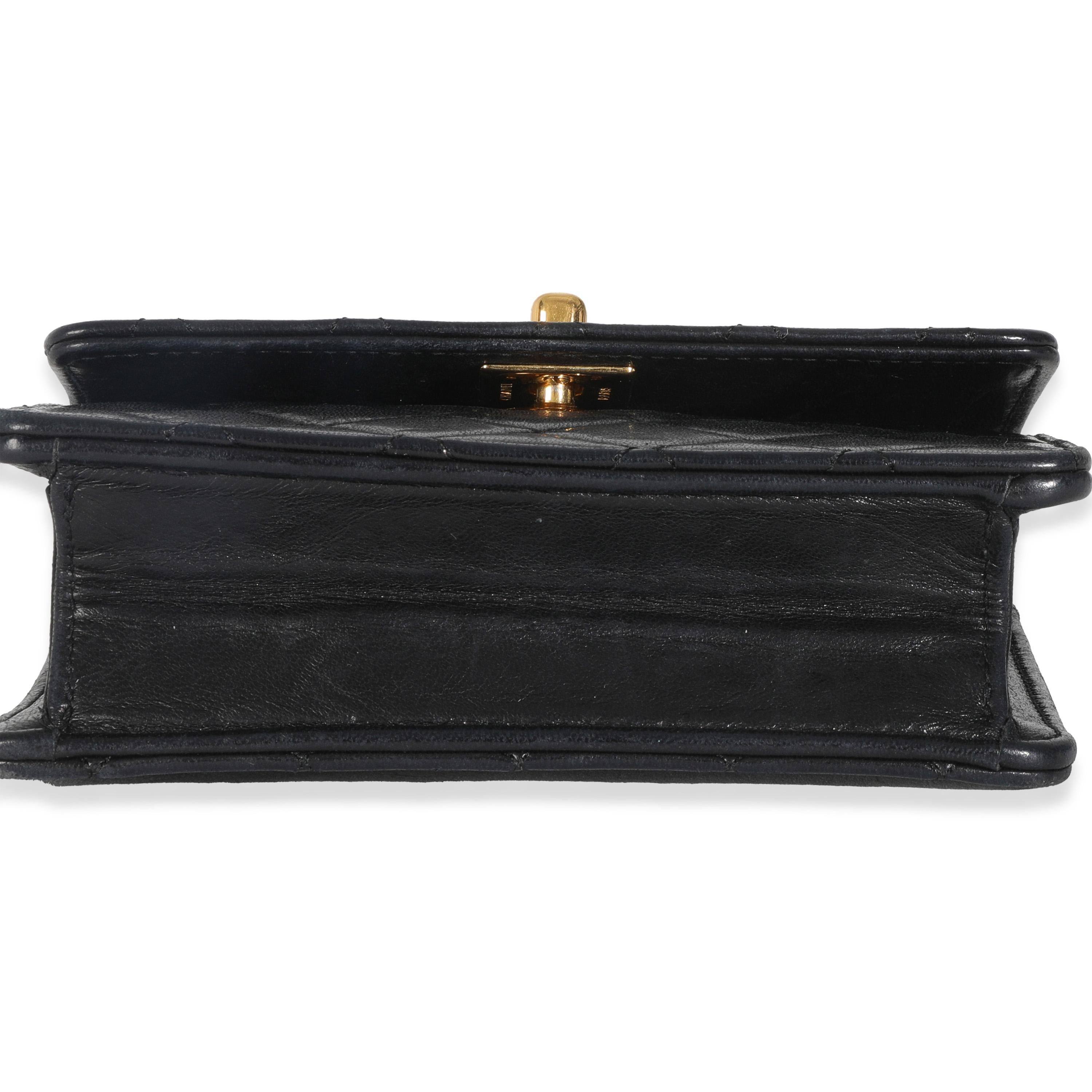 Chanel Vintage 24K Black Quilted Lambskin Extra Mini Flap Bag For Sale 2