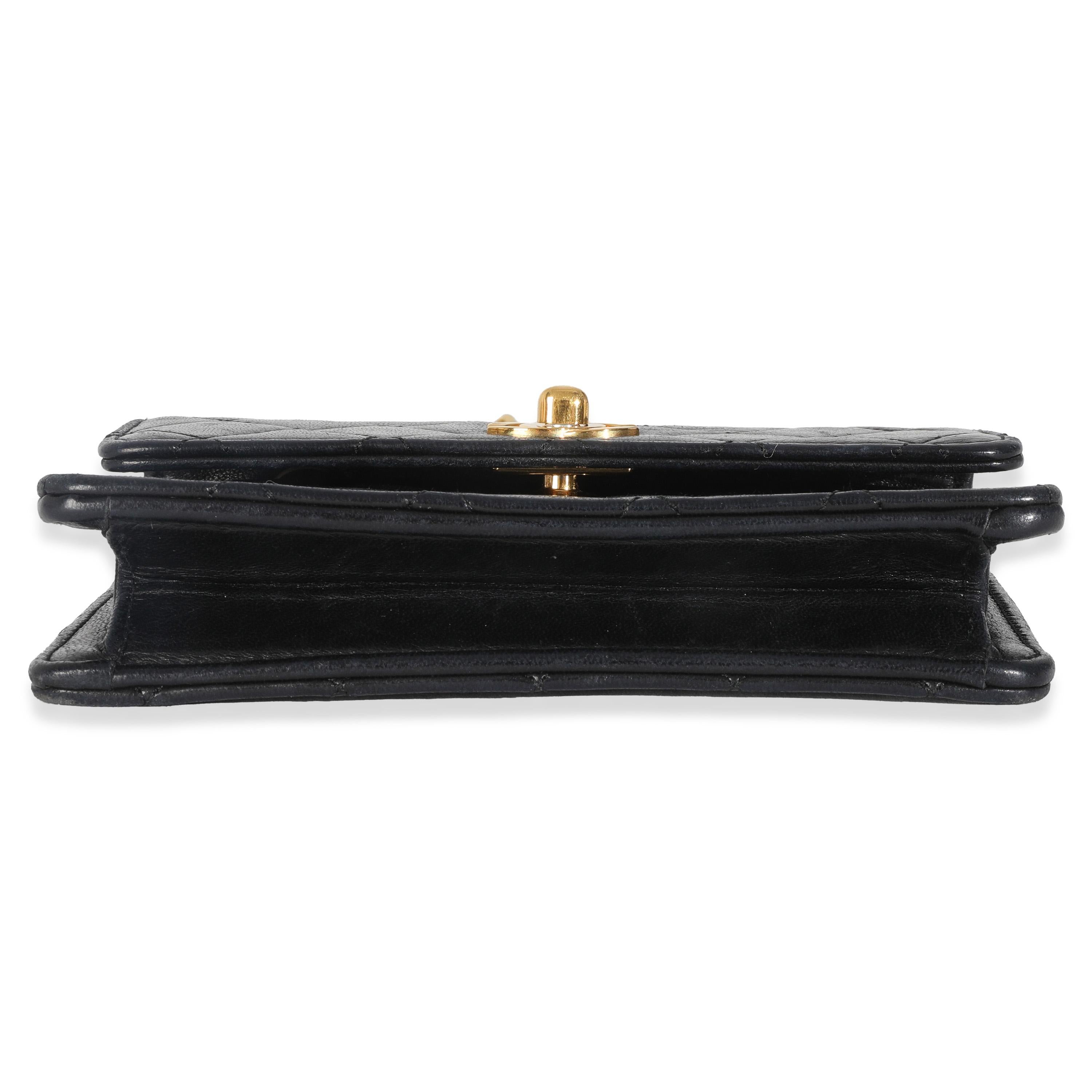 Chanel Vintage 24K Black Quilted Lambskin Extra Mini Flap Bag For Sale 4