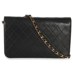 Chanel Vintage 24k Black Quilted Lambskin Full Flap Bag