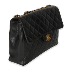 Chanel Vintage 24k Black Quilted Lambskin Jumbo XL Maxi Flap Bag
