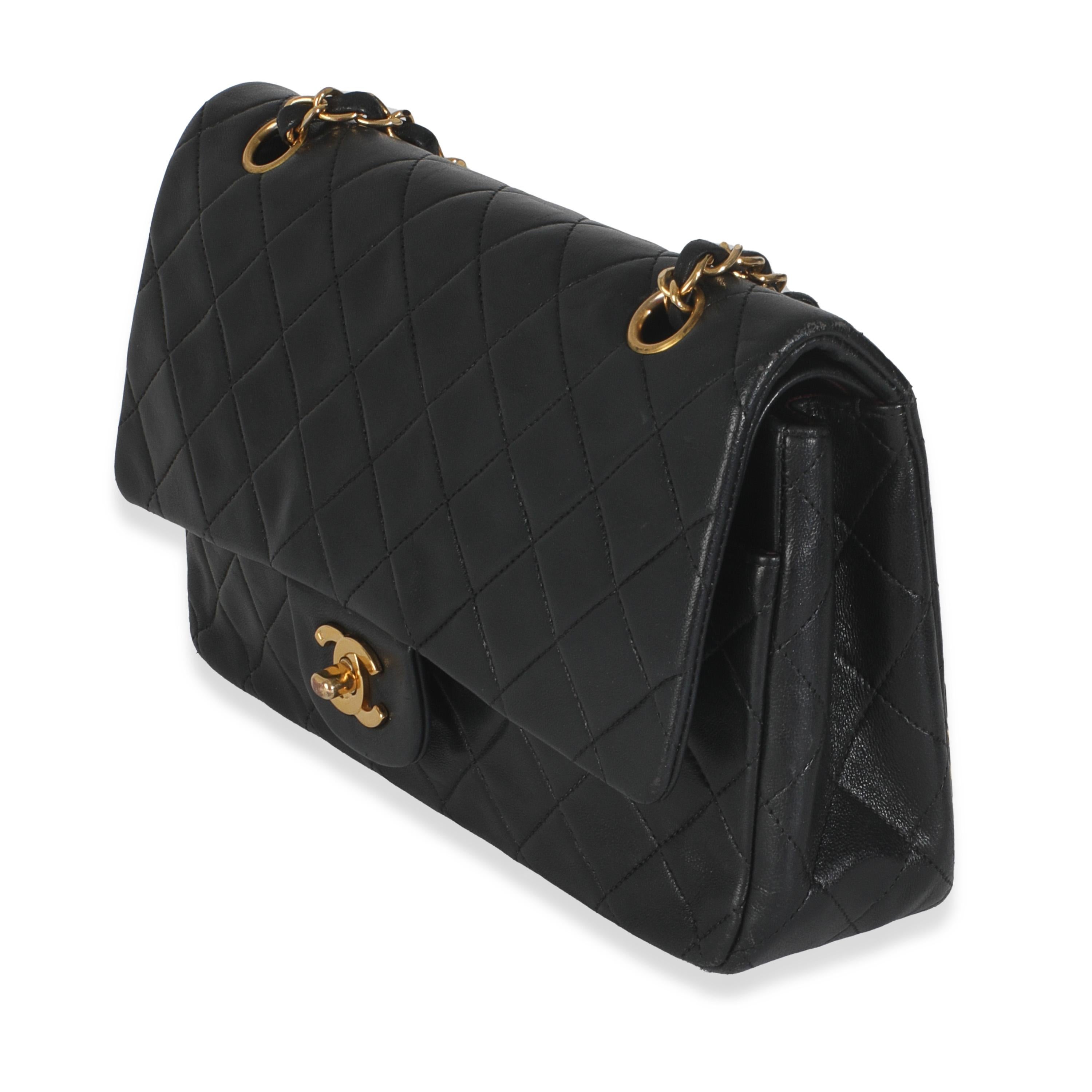 Chanel Vintage 24K Black Quilted Lambskin Medium Classic Double Flap Bag Bon état - En vente à New York, NY