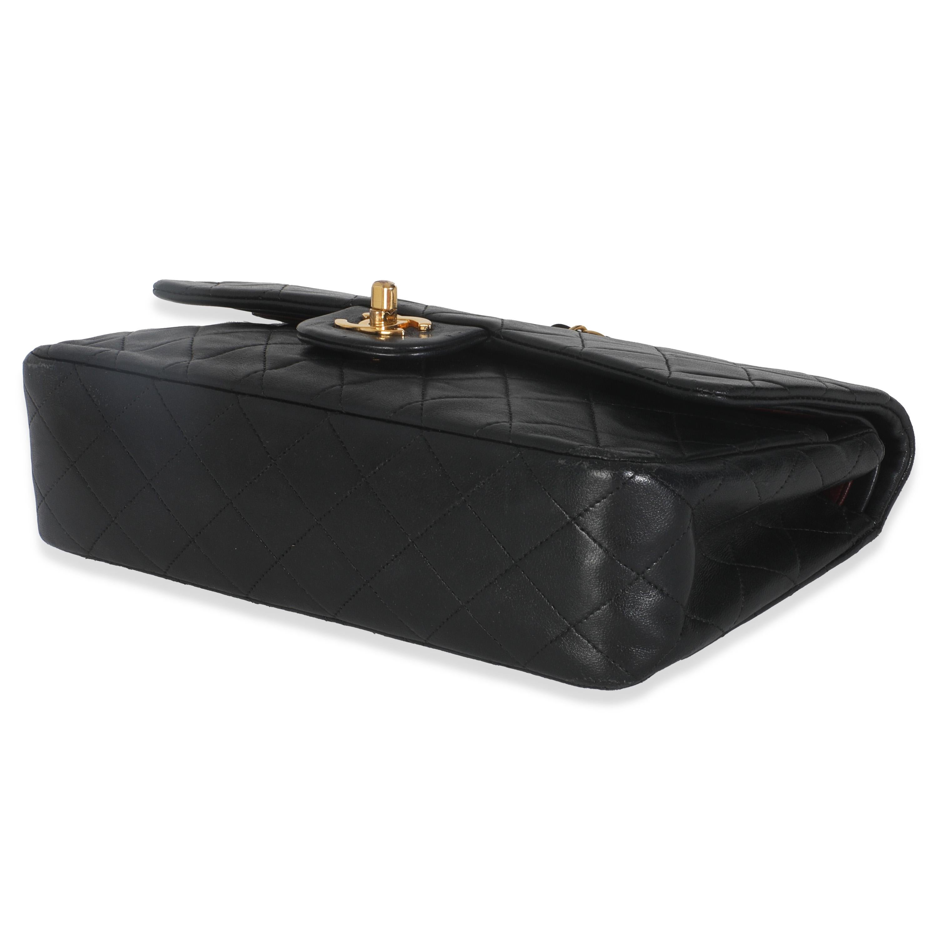 Chanel Vintage 24K Black Quilted Lambskin Medium Classic Double Flap Bag Pour femmes en vente