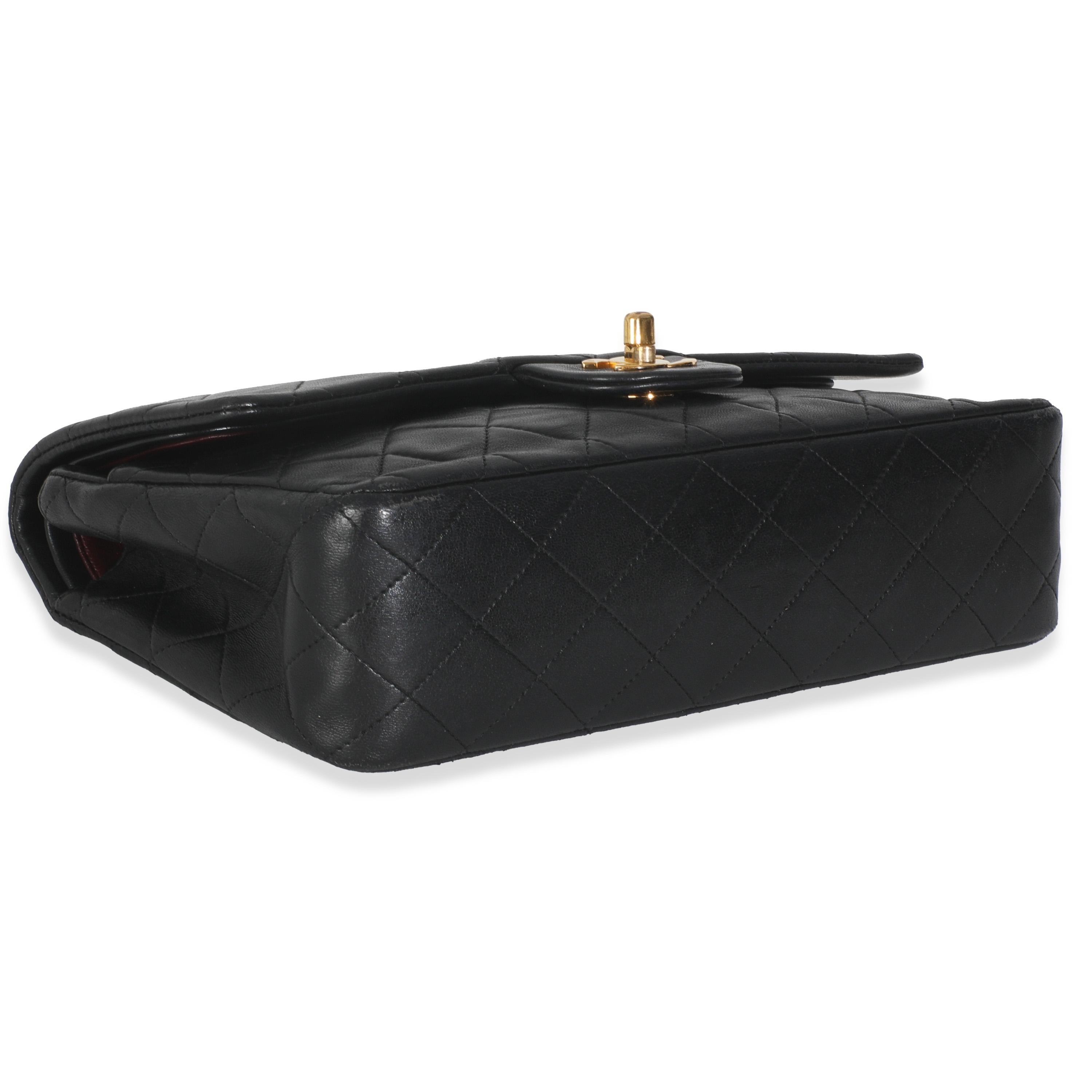 Chanel Vintage 24K Black Quilted Lambskin Medium Classic Double Flap Bag en vente 2
