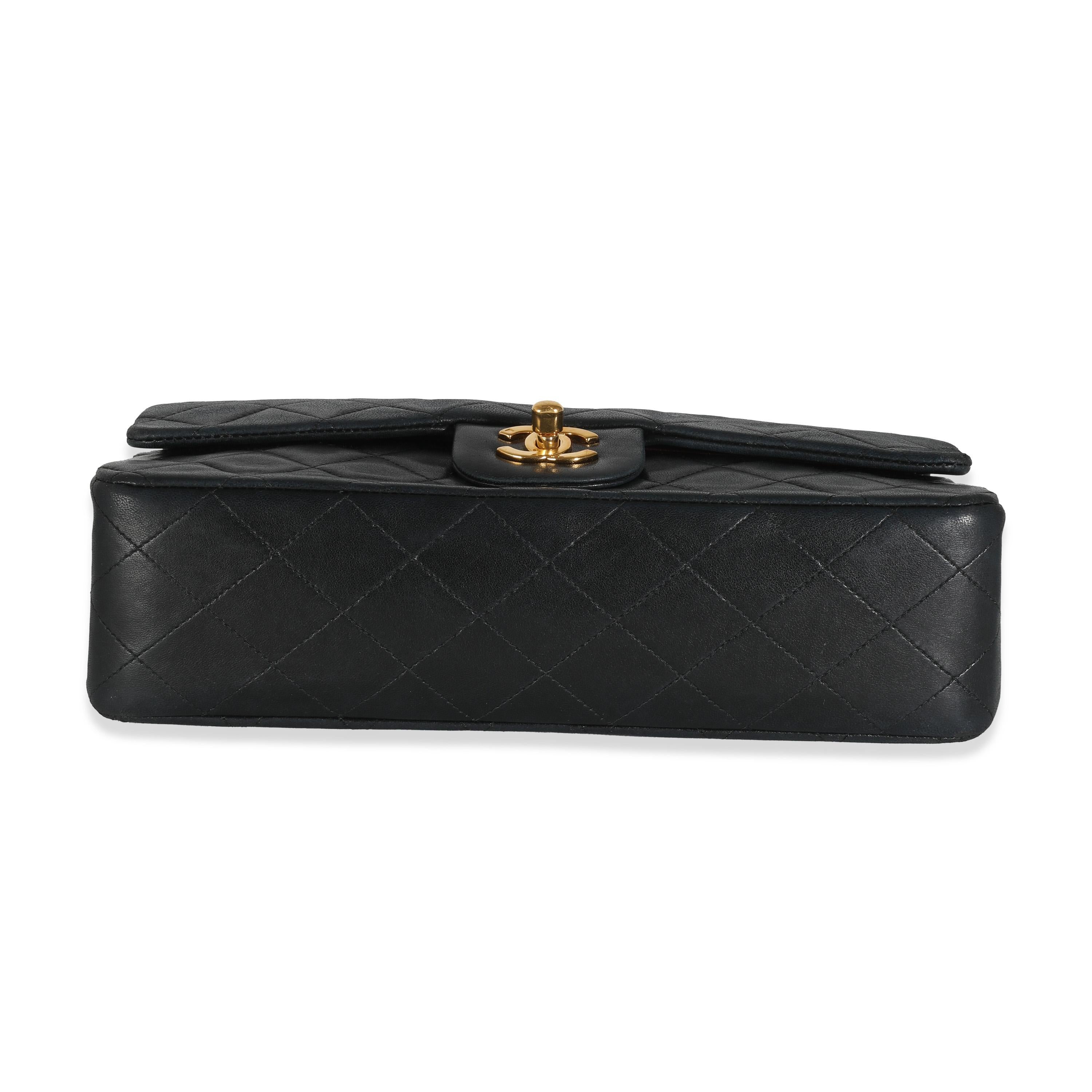 Chanel Vintage 24K Black Quilted Lambskin Medium Classic Double Flap Bag 4