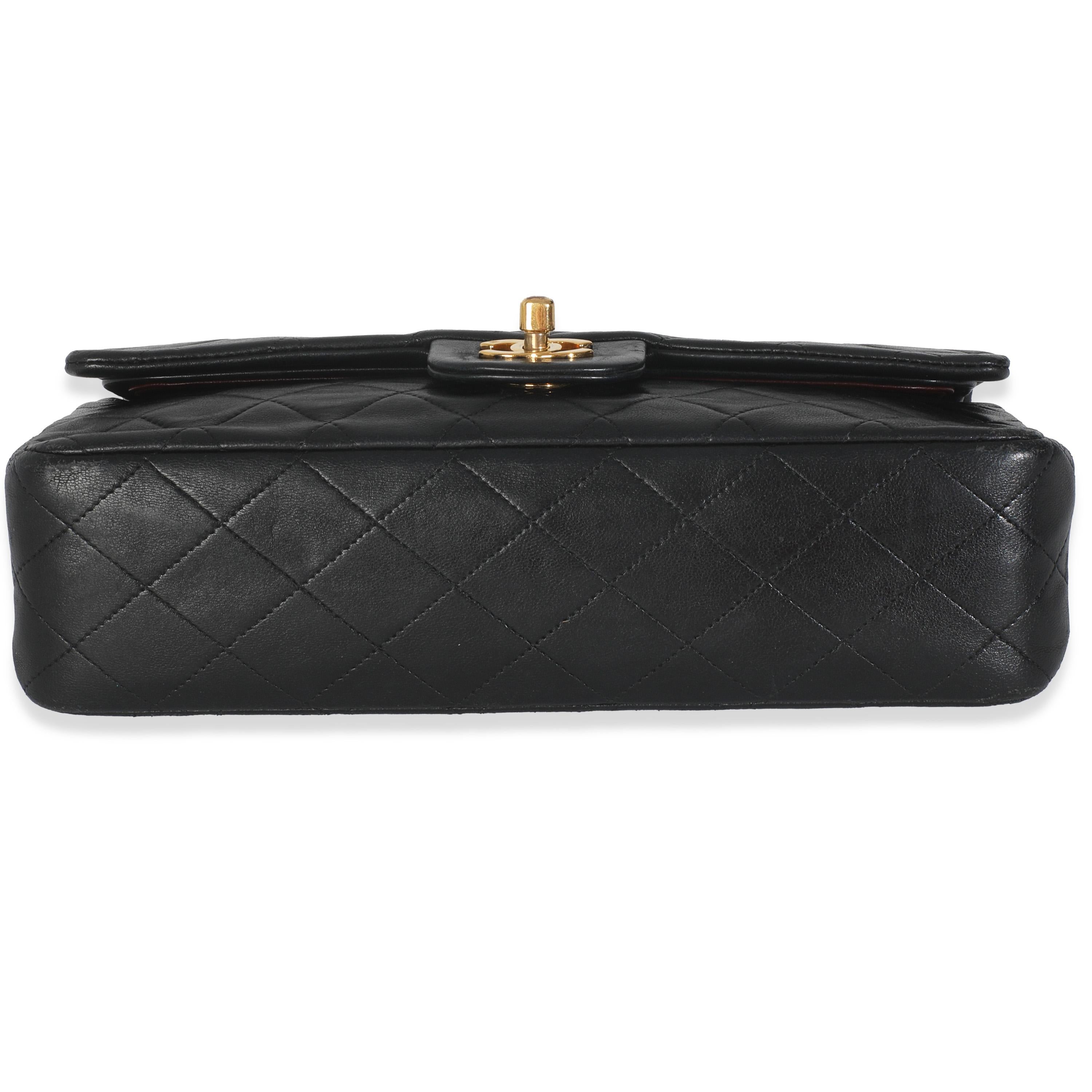 Chanel Vintage 24K Black Quilted Lambskin Medium Classic Double Flap Bag en vente 3