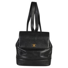 Chanel Vintage 24k Caviar Triple CC Flap Backpack