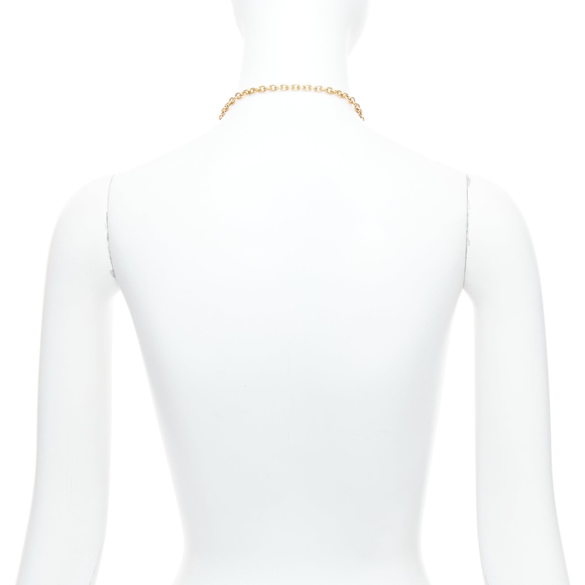 CHANEL Vintage 24k gold plated CC quilted logo metal necklace belt 1