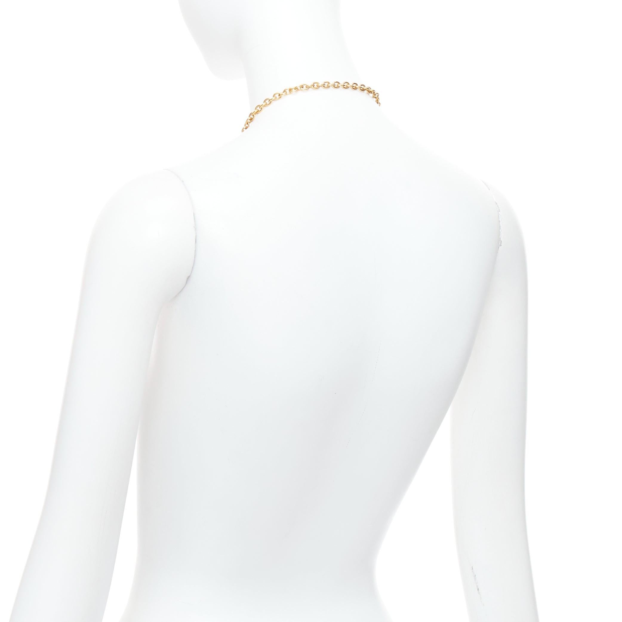 CHANEL Vintage 24k gold plated CC quilted logo metal necklace belt 2