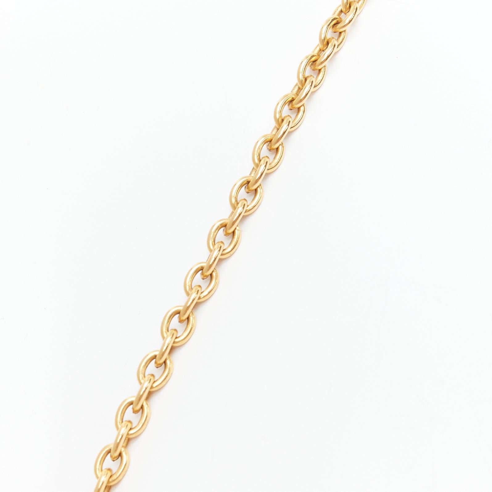 CHANEL Vintage 24k gold plated CC quilted logo metal necklace belt 3