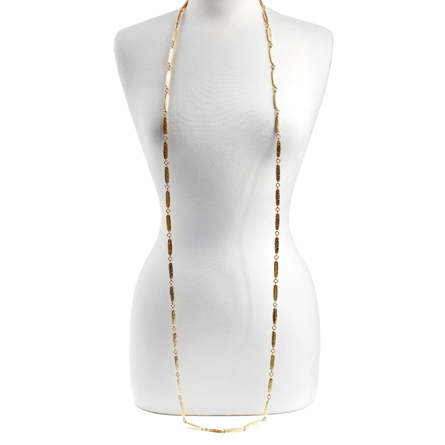 Chanel Vintage 24K Gold Plated Sautoir Necklace- mint condition. 
Wearable with everything from t shirts to evening gowns, it is a brilliant addition for any collection.  
Long 24 karat gold plated necklace can be worn double or single.  Each