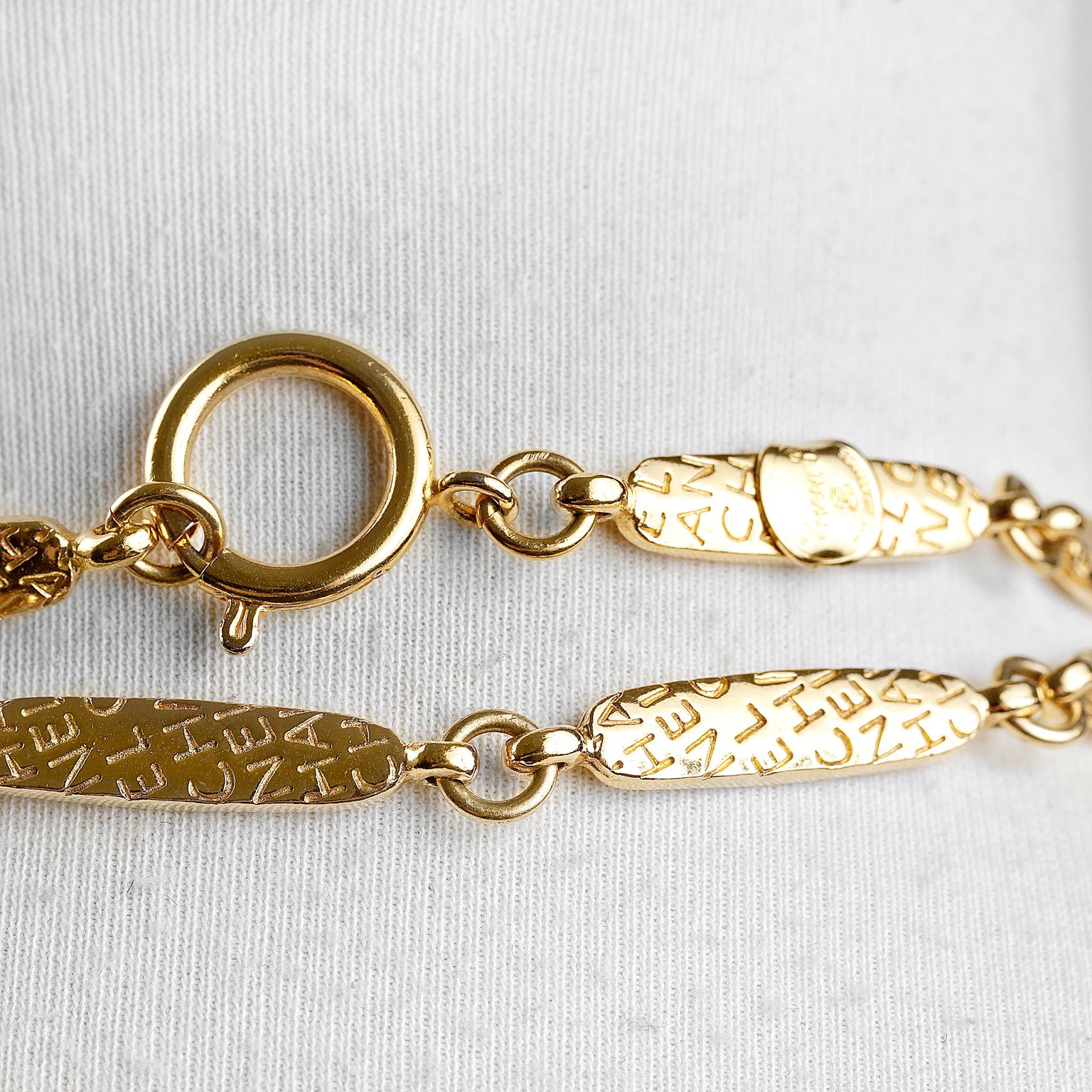 Chanel Vintage 24K Gold Plated Sautoir Necklace For Sale 1