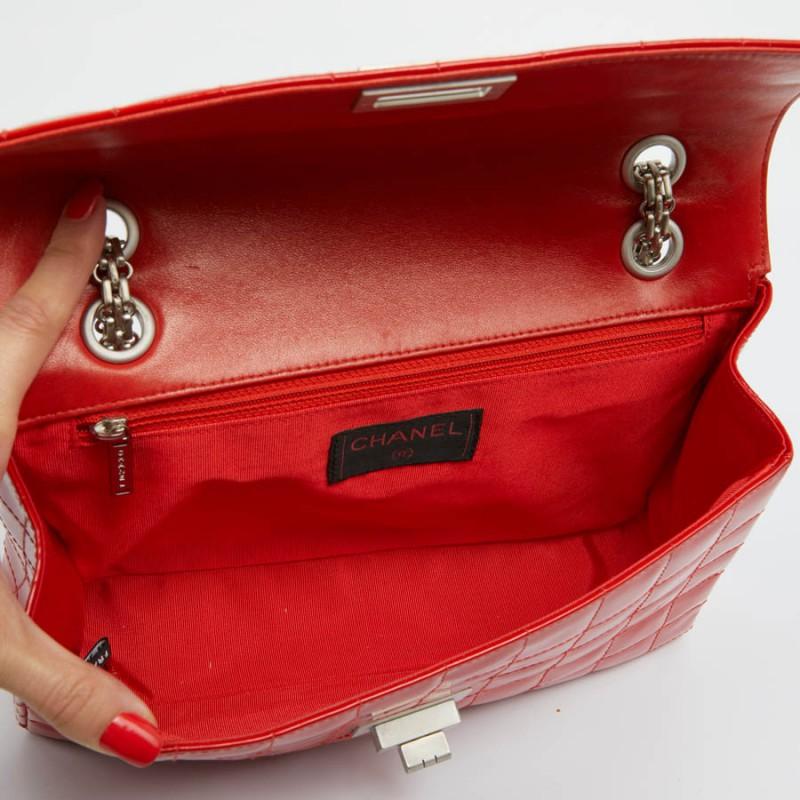 CHANEL Vintage 2.55 Red Varnished Bag  3