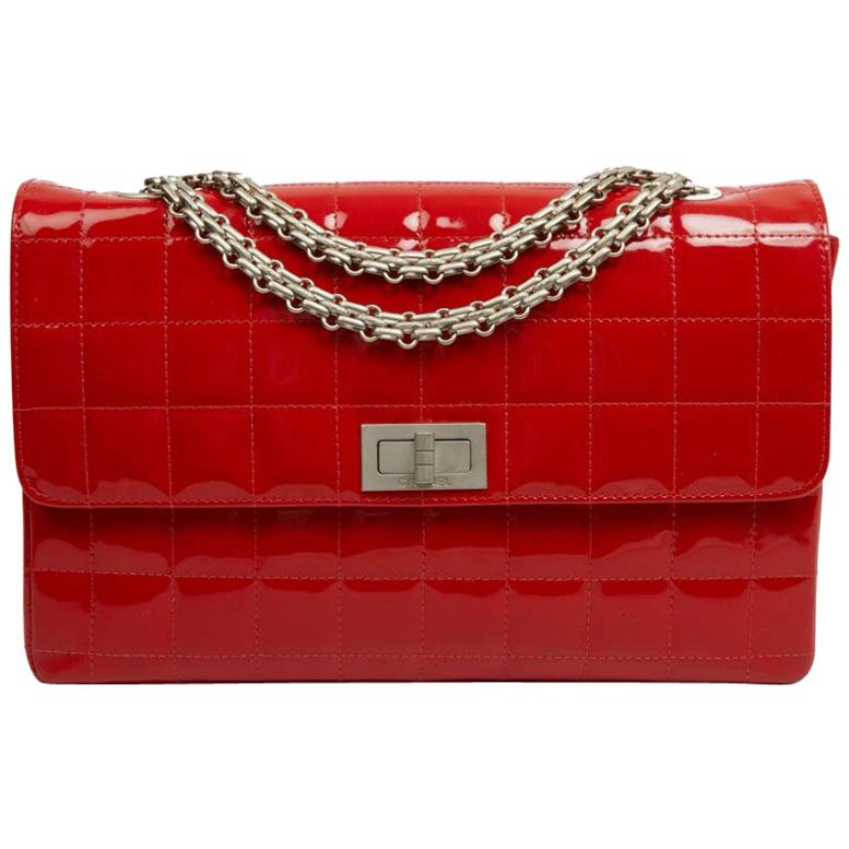 CHANEL Vintage 2.55 Red Varnished Bag 