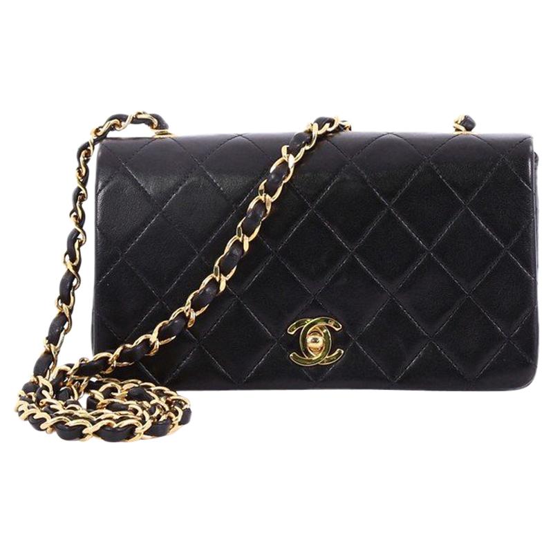 Chanel Vintage 3 Way Full Flap Bag Quilted Lambskin Mini