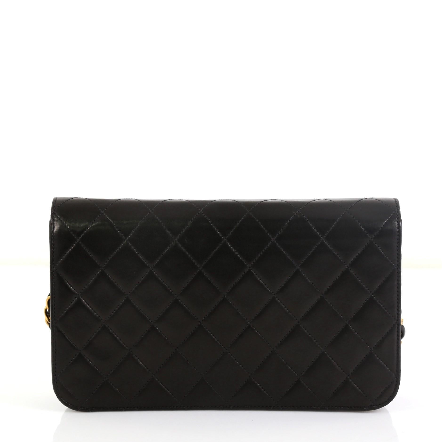 Black Chanel Vintage 3 Way Full Flap Bag Quilted Lambskin Small 