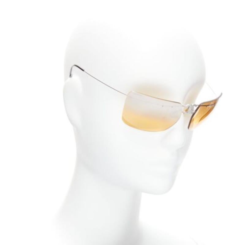 Gray CHANEL Vintage 4040 silver CC logo yellow lens cyber folding sunglasses For Sale