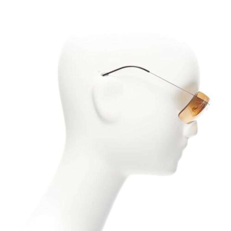 CHANEL Vintage 4040 silver CC logo yellow lens cyber folding sunglasses In Good Condition For Sale In Hong Kong, NT
