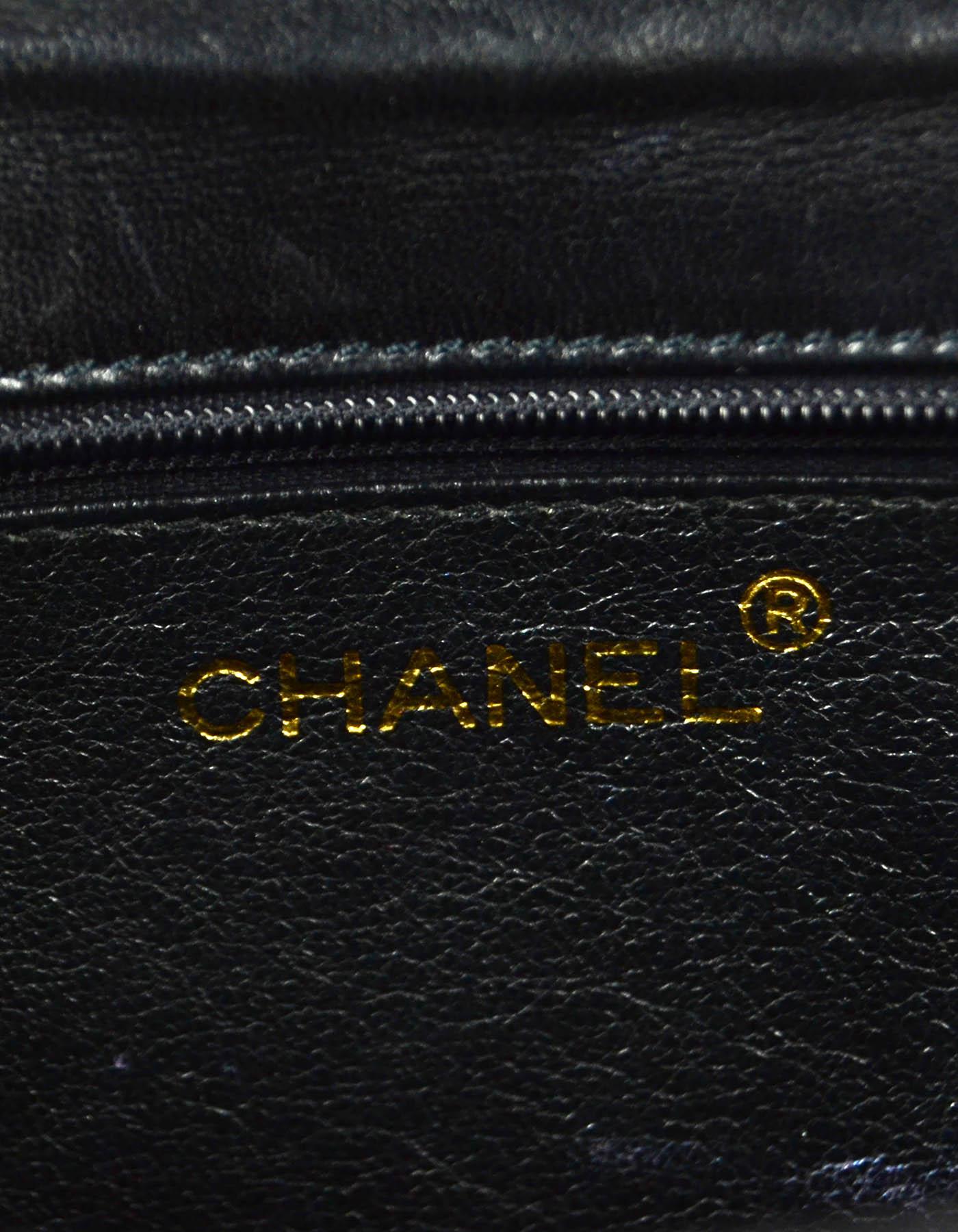 Chanel Vintage '80s Black Lambskin Leather CC Stitched Bag 3