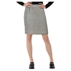 Chanel Vintage 80s Black & White Houndstooth Skirt Size S