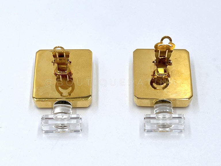 Chanel Vintage 80s Giant Coco Chanel Gold and Perfume Bottle Earrings 65682
