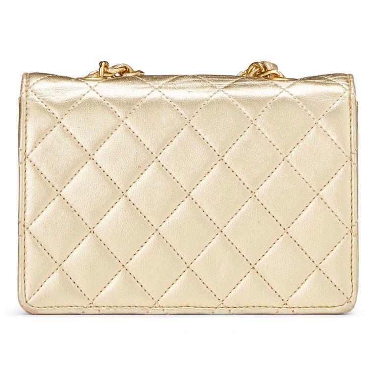 Lot - Chanel: a vintage metallic gold quilted mini flap bag 5 x 7