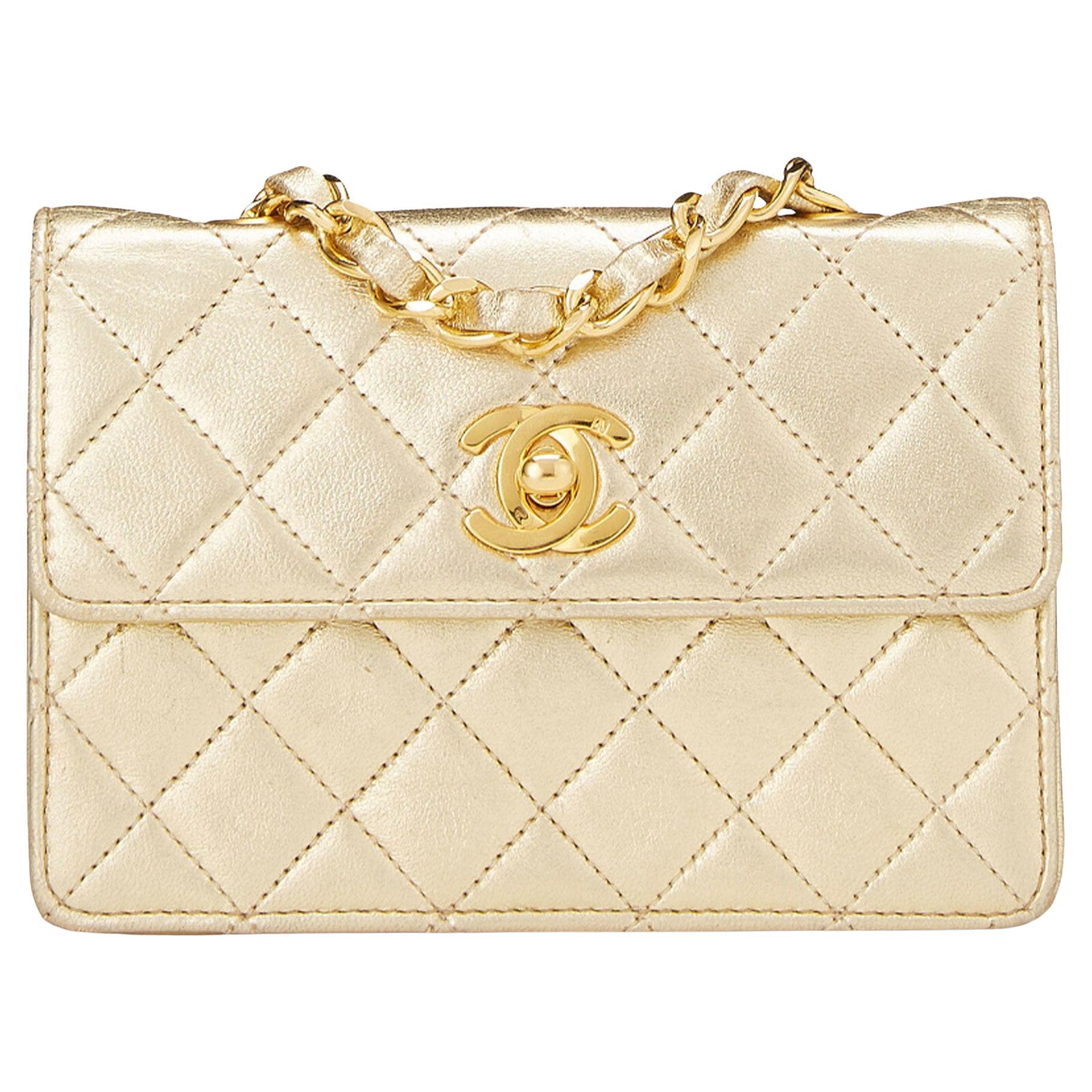 chanel gold quilted bag