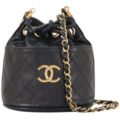 Chanel 1986 Vintage Mini Drawstring Crossbody Small Mini Bucket Bag