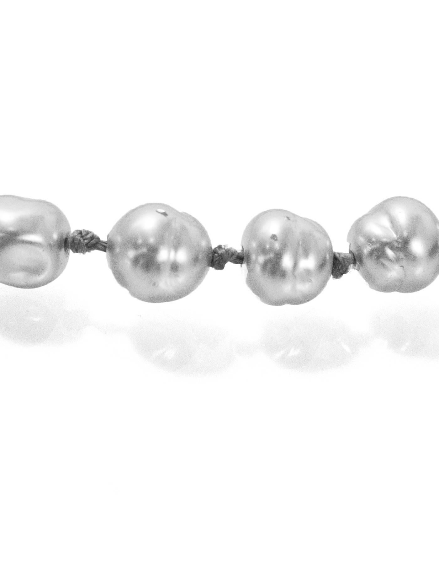 Chanel Vintage '81 Grey Pearl Long Strand Necklace 2