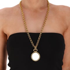 Chanel Vintage 90's 24k Gold Plated 'CC' Logo Medallion & Mirror Double-Side