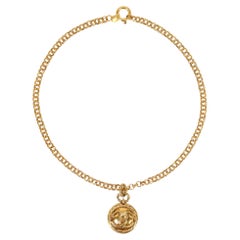 Chanel Vintage 90's 24k Gold Plated 'CC' Logo Medallion & Mirror Double-Side