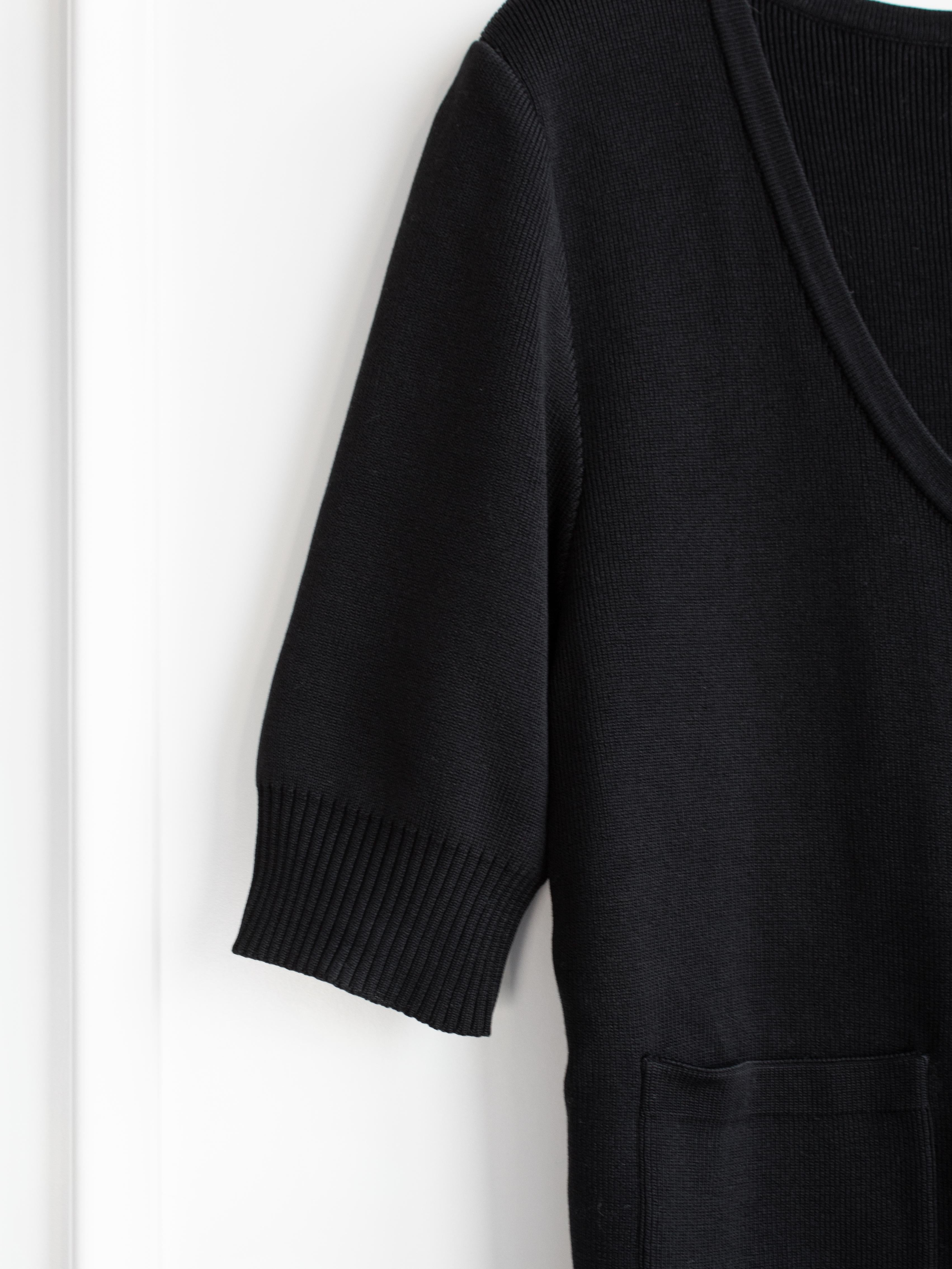 Chanel Vintage 90s Black Gold Knit CC Button Scoop Neck Top Cardigan 3