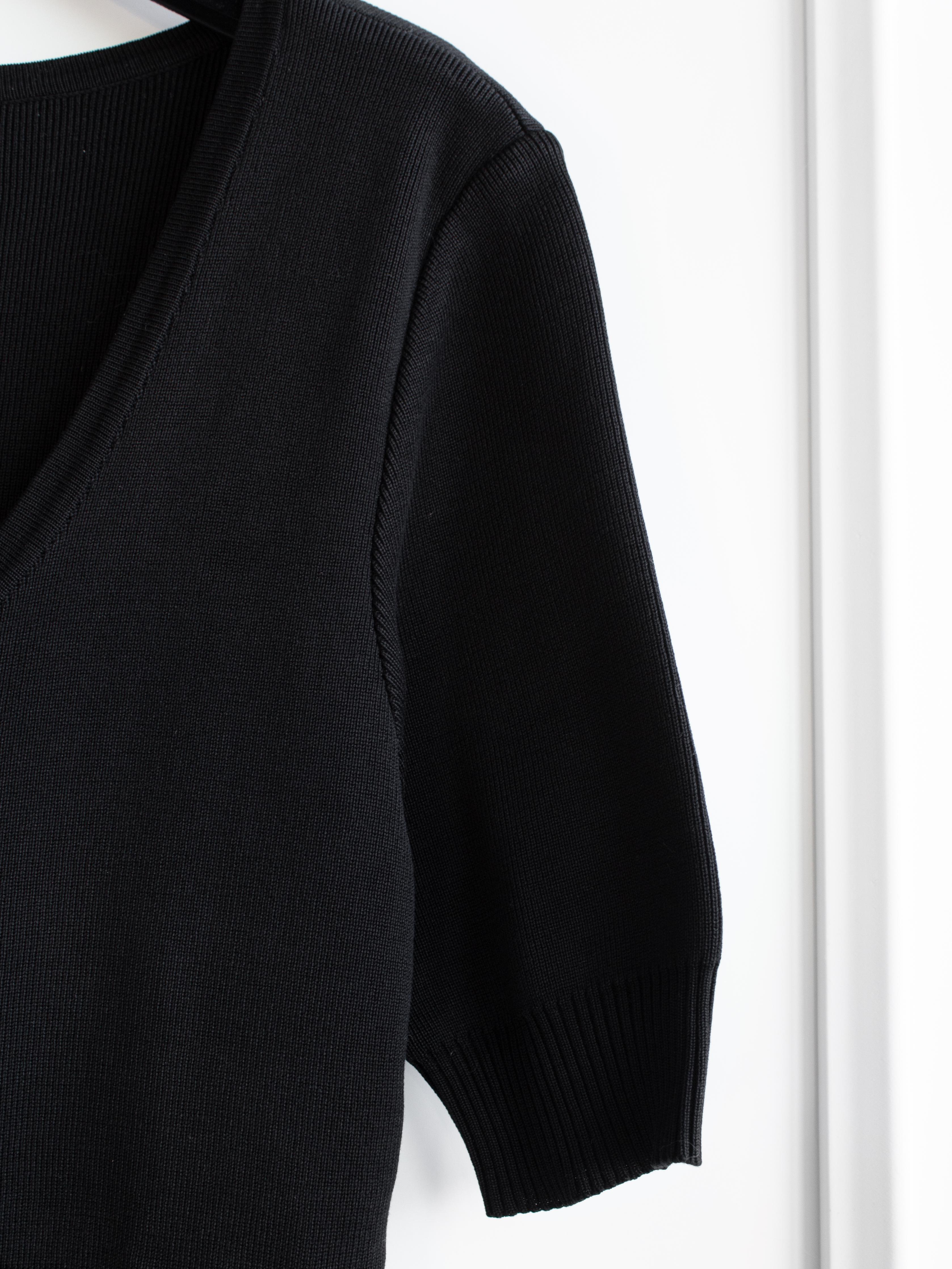 Chanel Vintage 90s Black Gold Knit CC Button Scoop Neck Top Cardigan 5