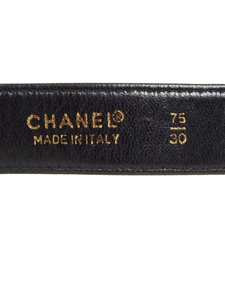 Chanel Vintage '90s Black Lambskin Leather Quilted CC Twistlock Belt ...