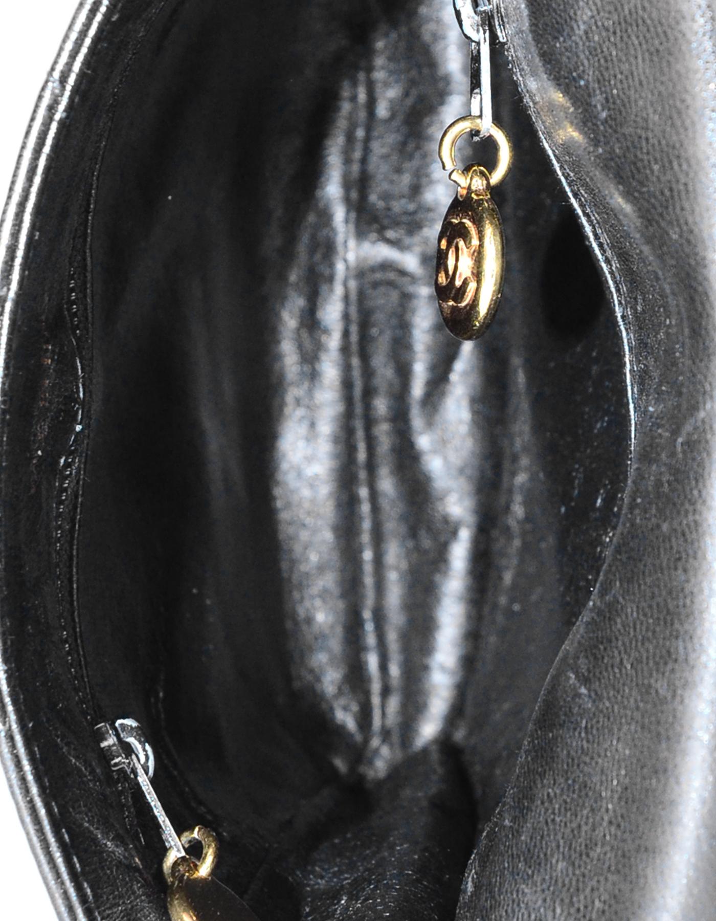 Women's Chanel Vintage '90s Black Lambskin Leather Quilted CC Twistlock Belt Bag sz75/30