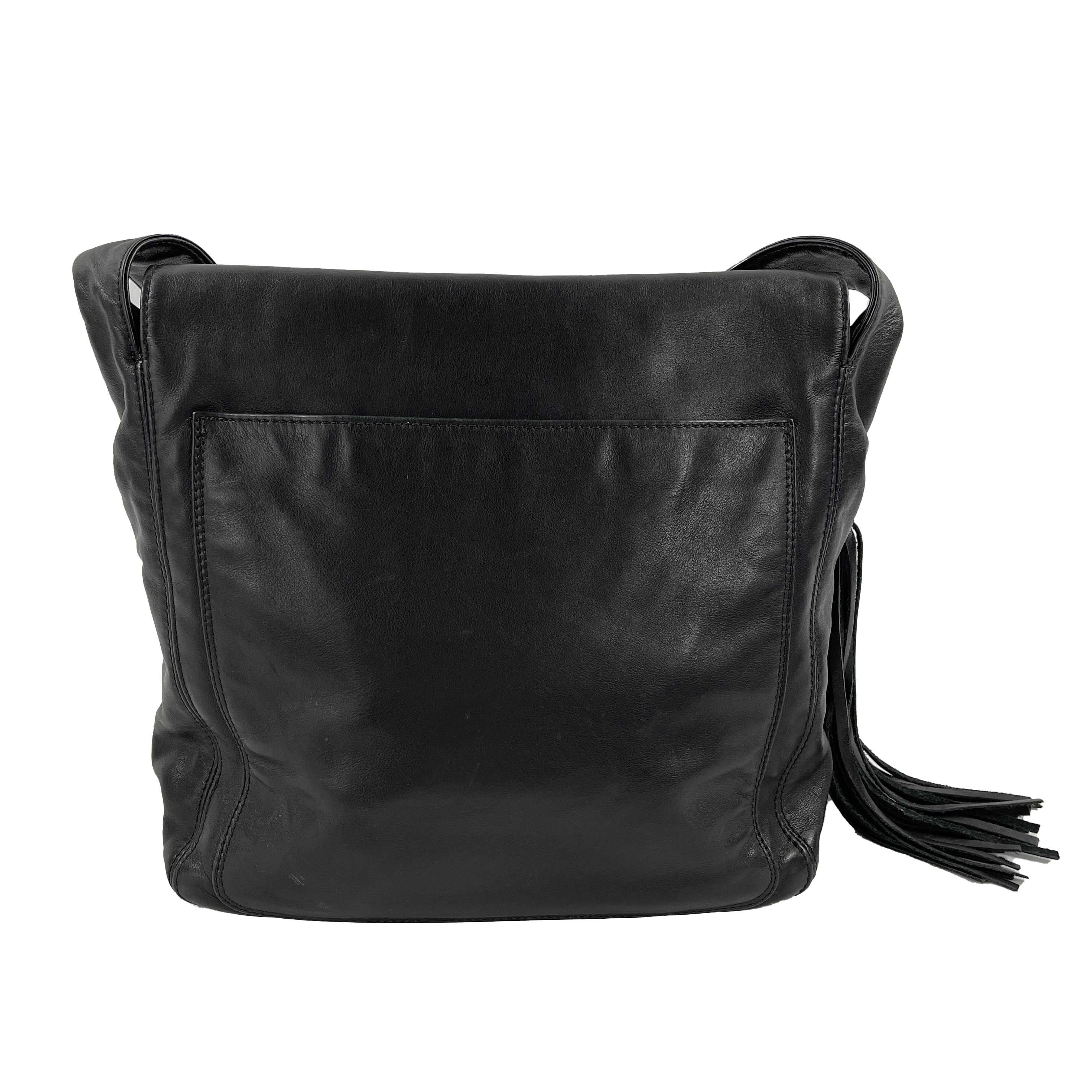 CHANEL - Vintage 90's Black Messenger CC Tassel Leather Hobo Crossbody 

Description

From the 1996 to 1997 collection.
This vintage Chanel messenger handbag is crafted with black lambskin leather on the exterior and crossbody strap.
The exterior