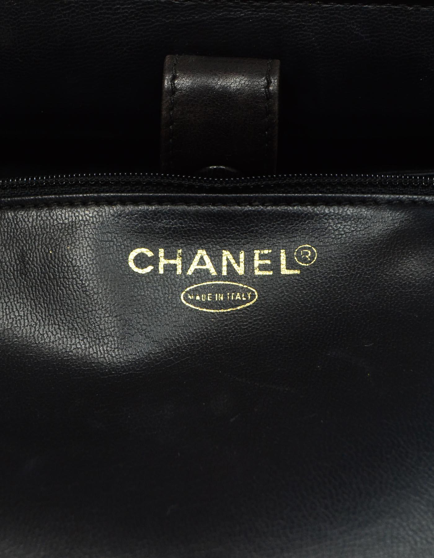 Women's Chanel Vintage 90s Black Patent Leather Timeless CC Vanity Case Bag
