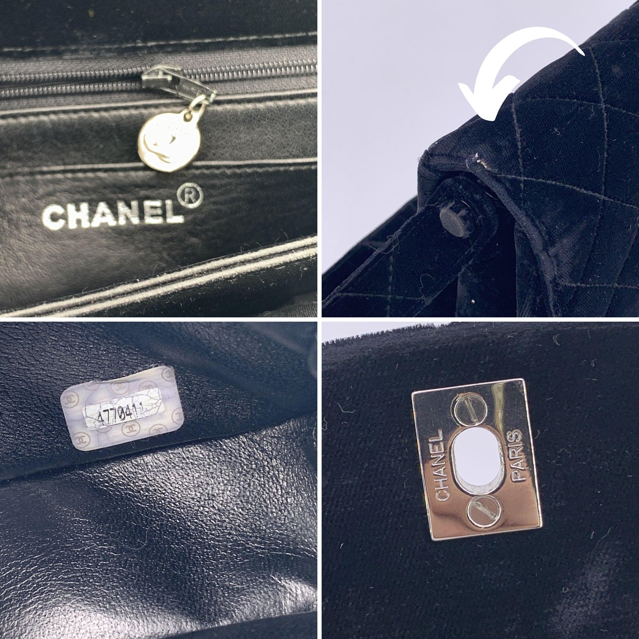 Chanel Vintage 90s Black Quilted Velvet Flap Shoulder Bag For Sale 2