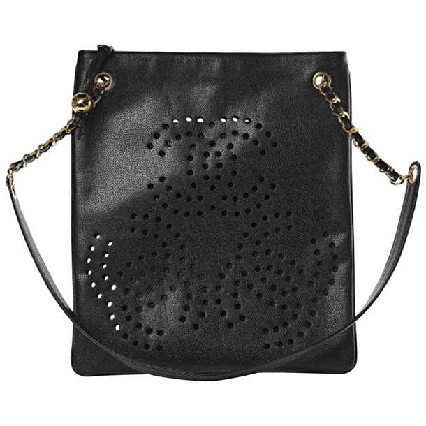 Chanel Vintage 90's Caviar Perforated CC Black Tote Bag For Sale at ...