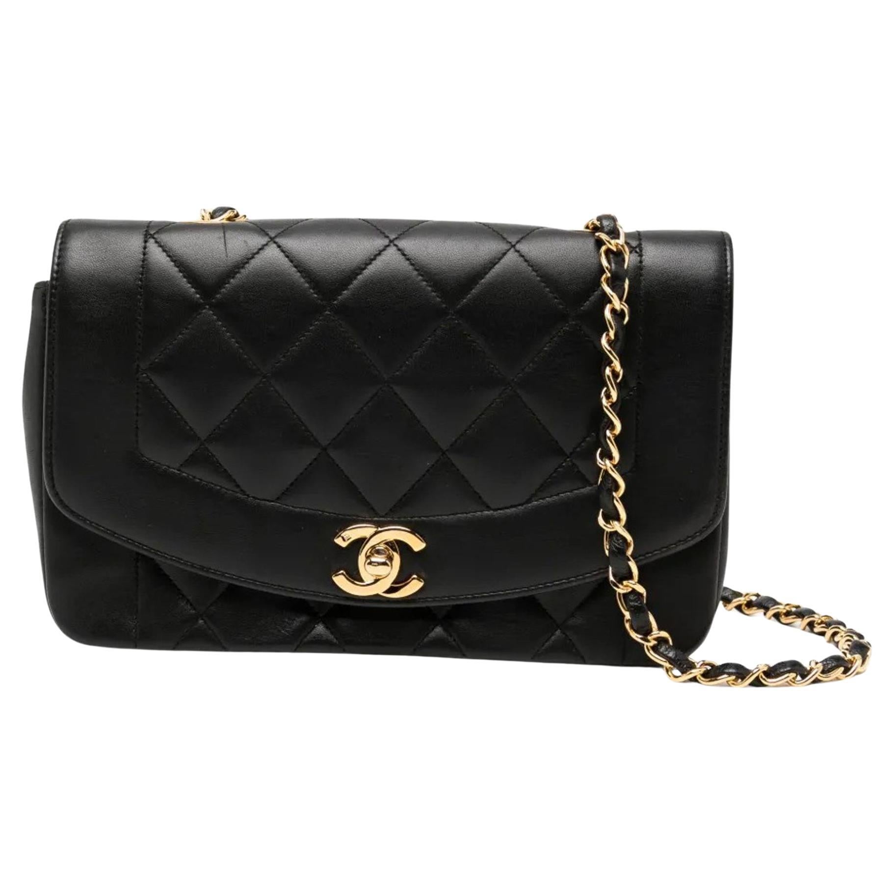 Chanel Vintage 90
s Diana Medium Lambskin Crossbody Shoulder Bag