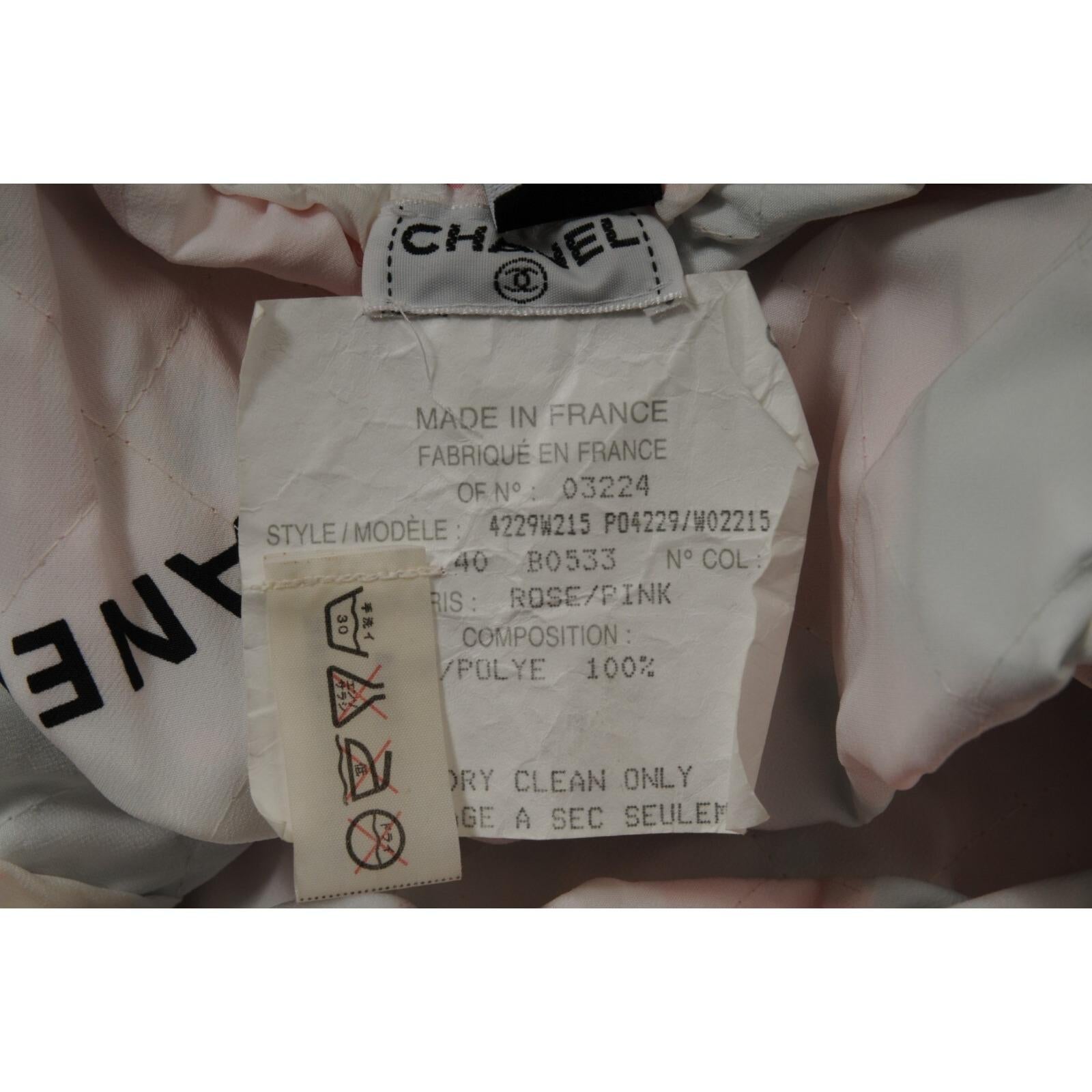 Chanel Vintage 90s Floral Diamond Quilted CC Logo Rock 40 Pink White Cargo Pant im Angebot 7