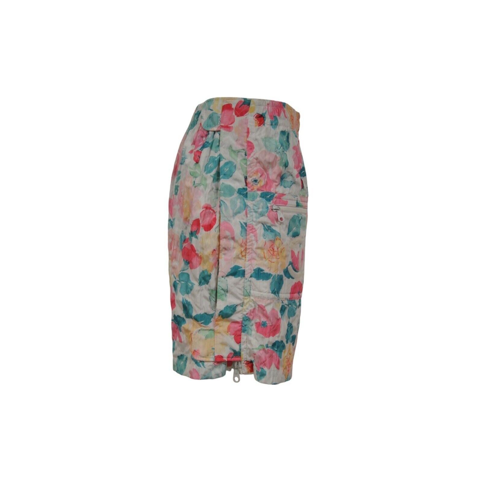Chanel Vintage 90s Floral Diamond Quilted CC Logo Rock 40 Pink White Cargo Pant (Braun) im Angebot