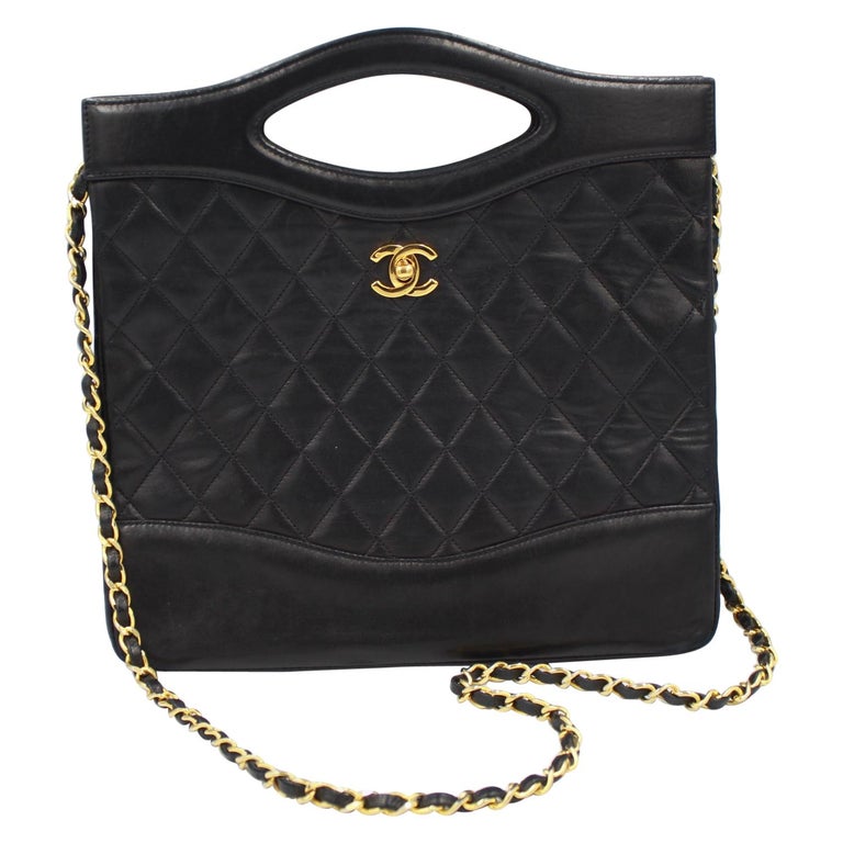 Chanel Vintage 90's handbag in black leather at 1stDibs