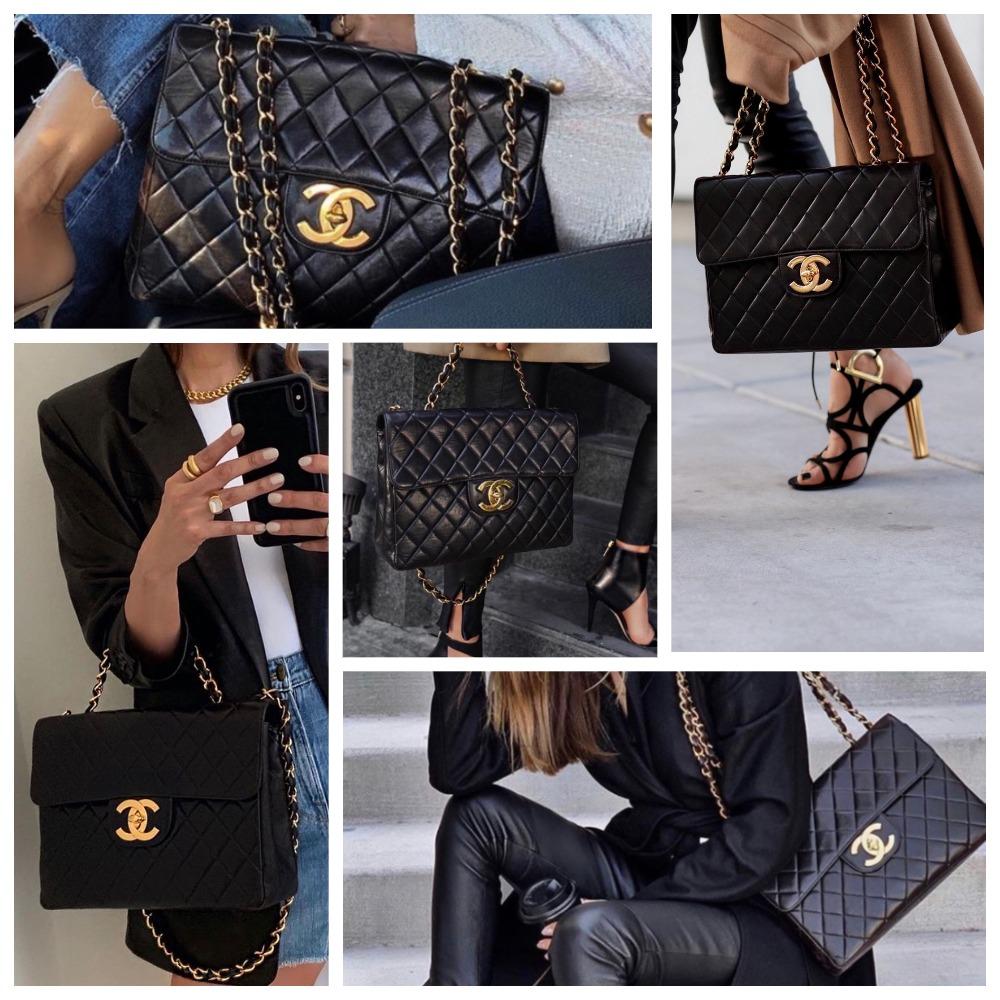 The Chanel Jumbo XL bag is a timeless piece, absolutely perfect for any special occasion or running errands. With its quilted black lambskin, 24k gold plated Chanel CC turn-lock, and a shoulder strap threaded with black leather for comfortable use