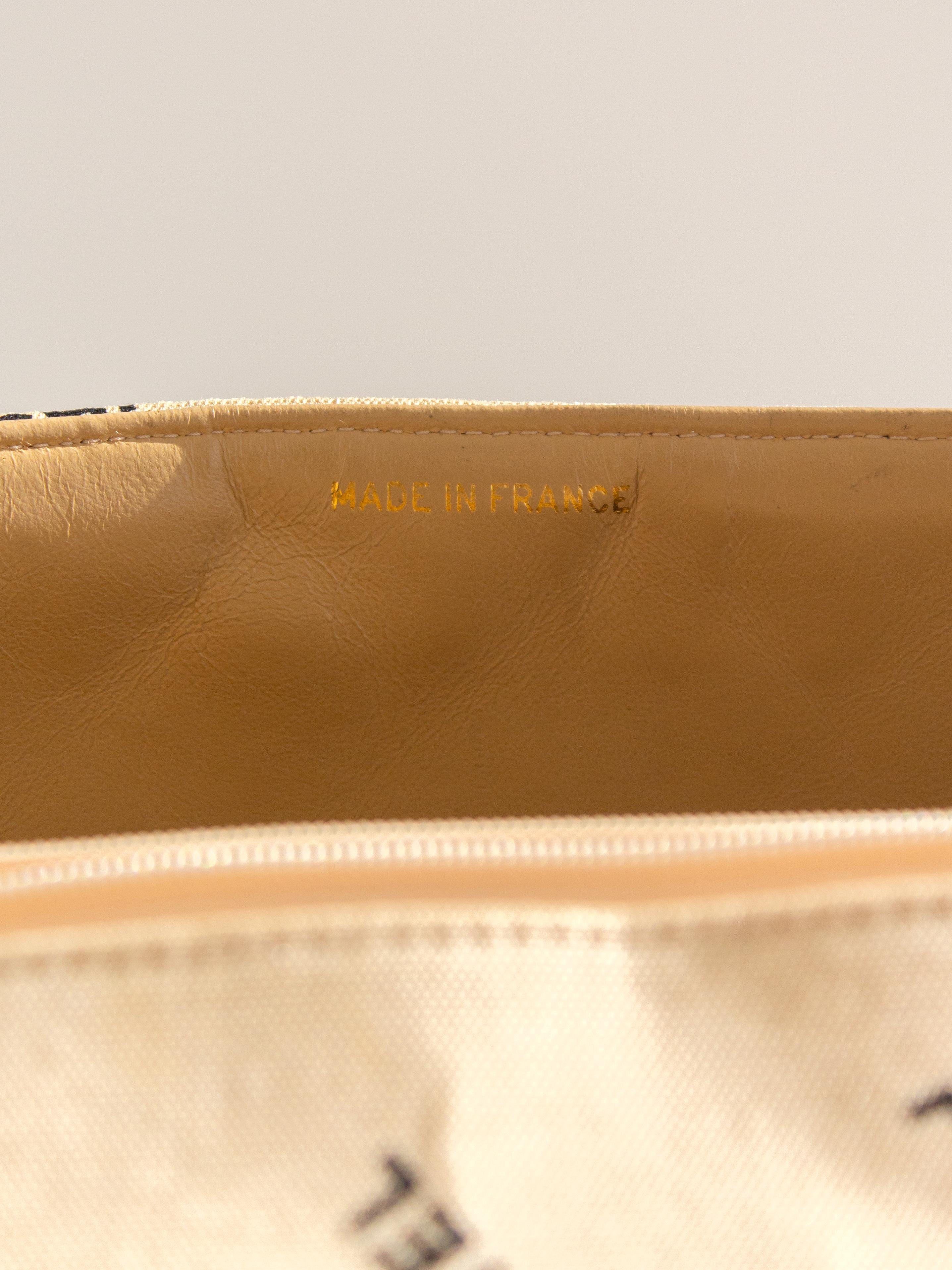 Chanel Vintage 90s Jumbo XL Canvas Beige Black Print Logo 24K Gold CC Bag For Sale 16