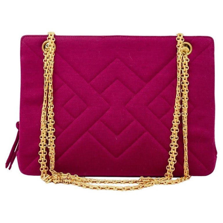 CHANEL Vintage 90's Magenta Jersey Bag For Sale at 1stDibs