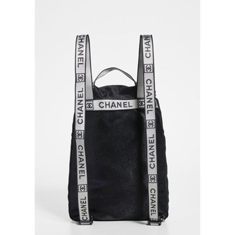 Chanel Vintage Rare Mini Mesh Sport Gym Black Microfiber Nylon Backpack For  Sale at 1stDibs