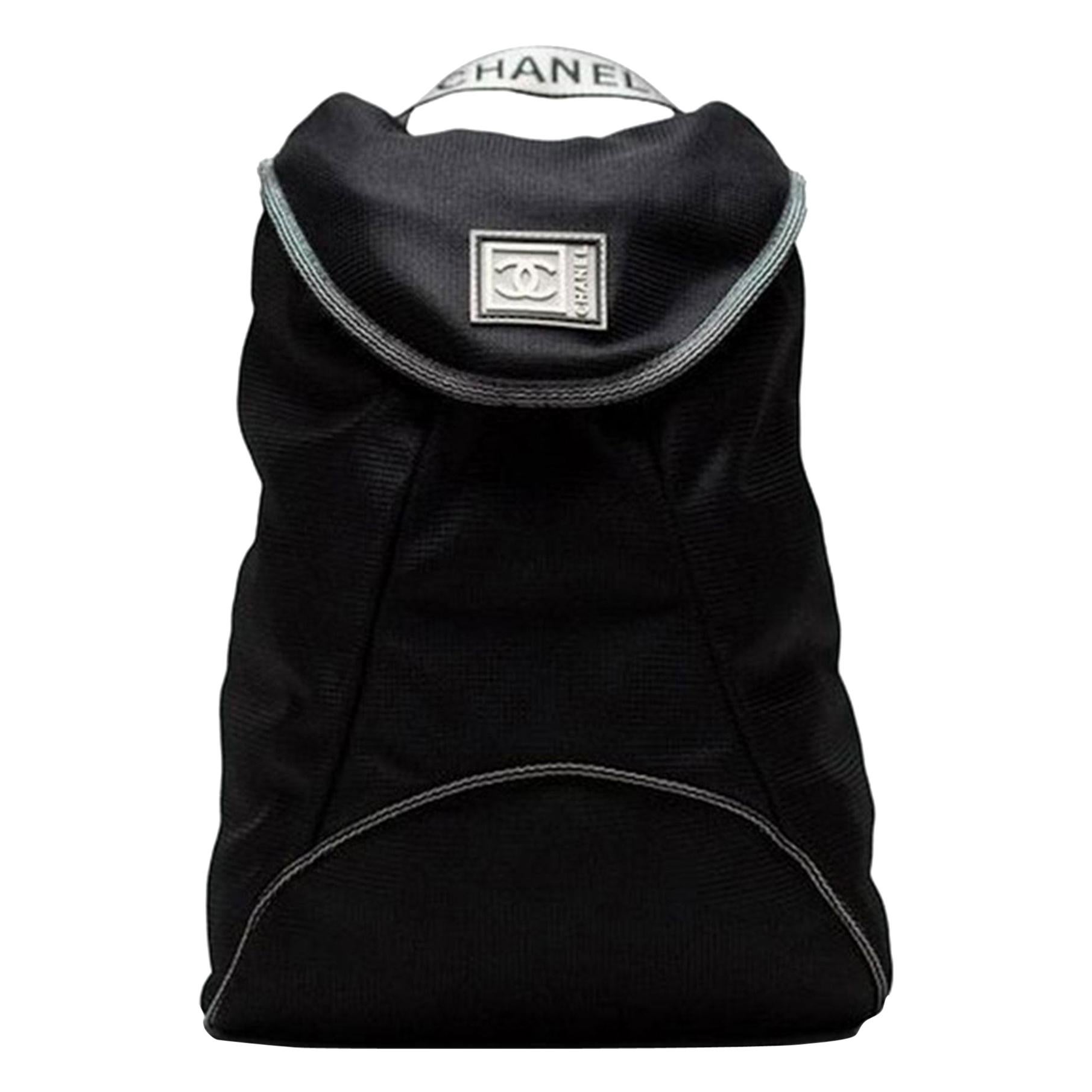 Chanel Vintage 90's Rare Mini Mesh Sport Gym Black Microfiber Nylon Backpack