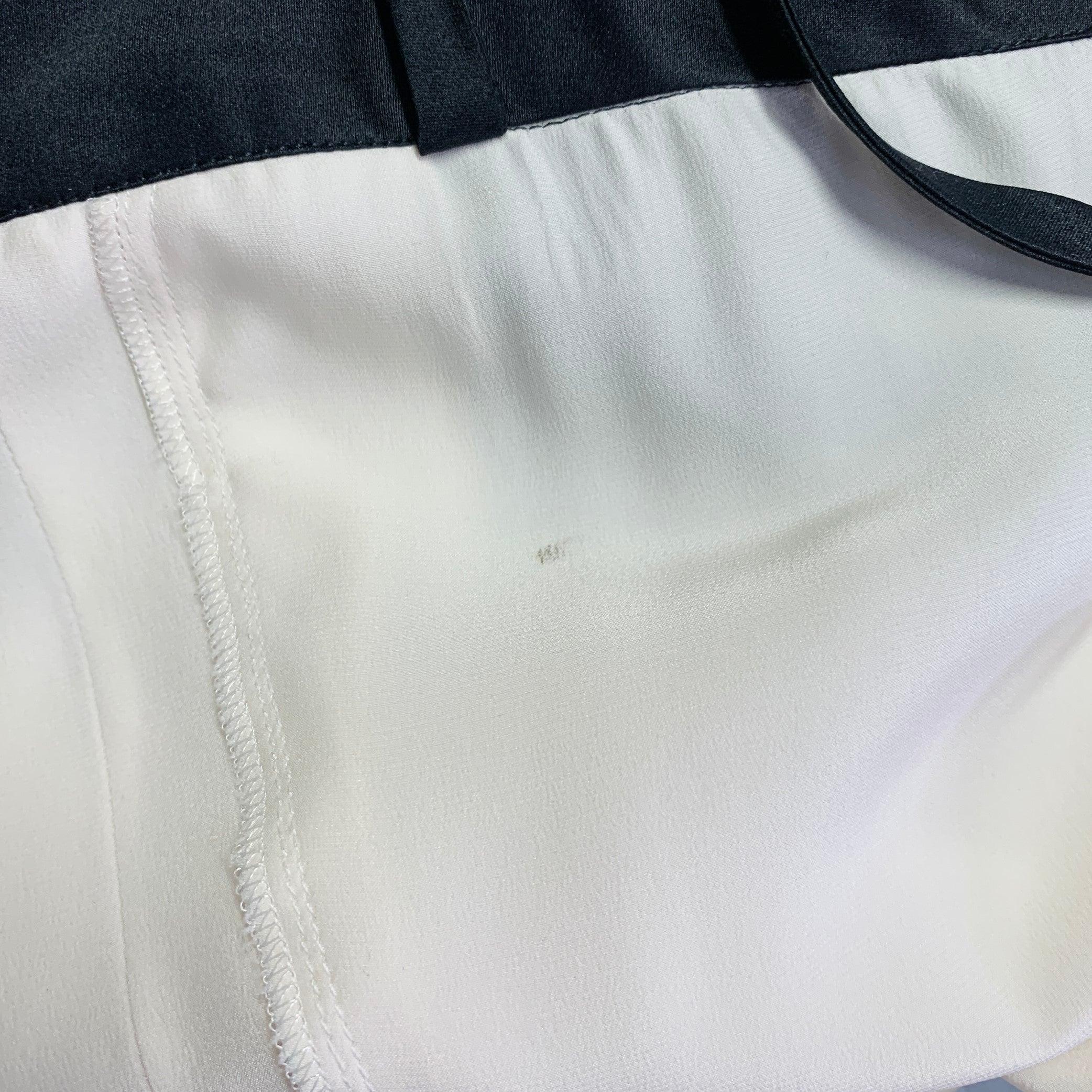 CHANEL Vintage 90s Size 10 Black Cream Silk Camisole Camellia Dress Top For Sale 2
