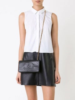 Chanel 1996 Vintage Woc Wallet On A Chain Black Calfskin Leather Cross Body Bag